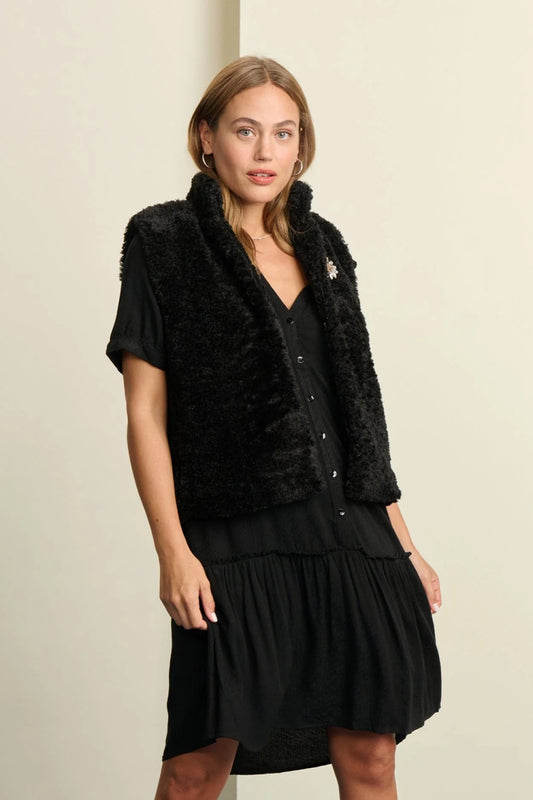 Pom Amsterdam Black Teddy Gilet