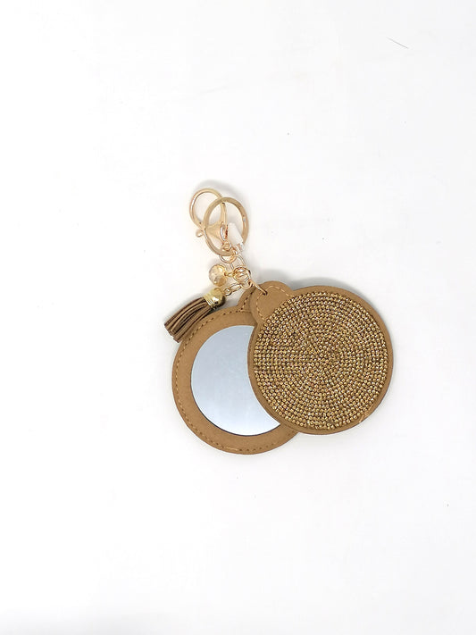 Malissa J Bling Mirror Keyring Tan