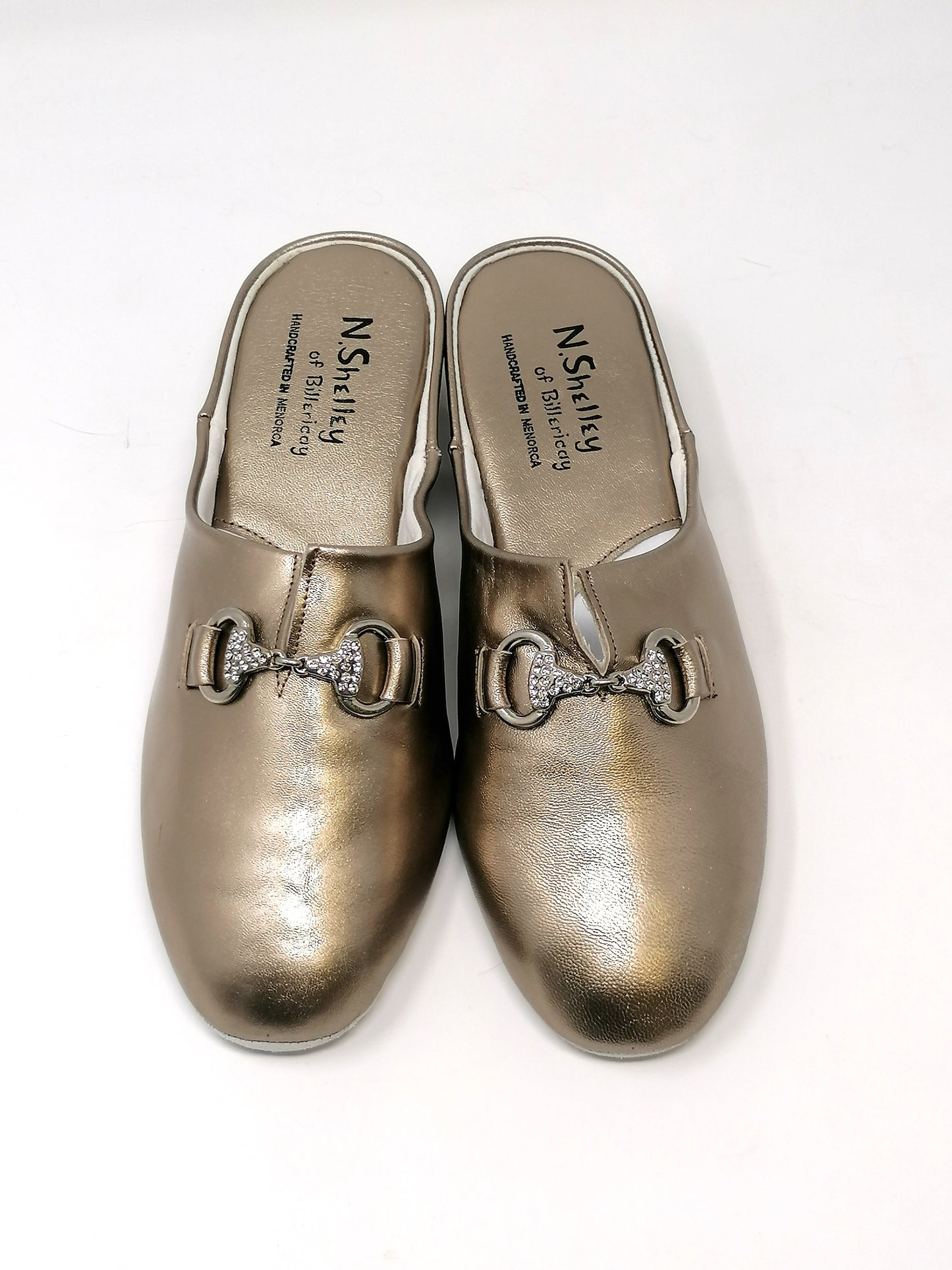 Florit Pewter Leather Slippers