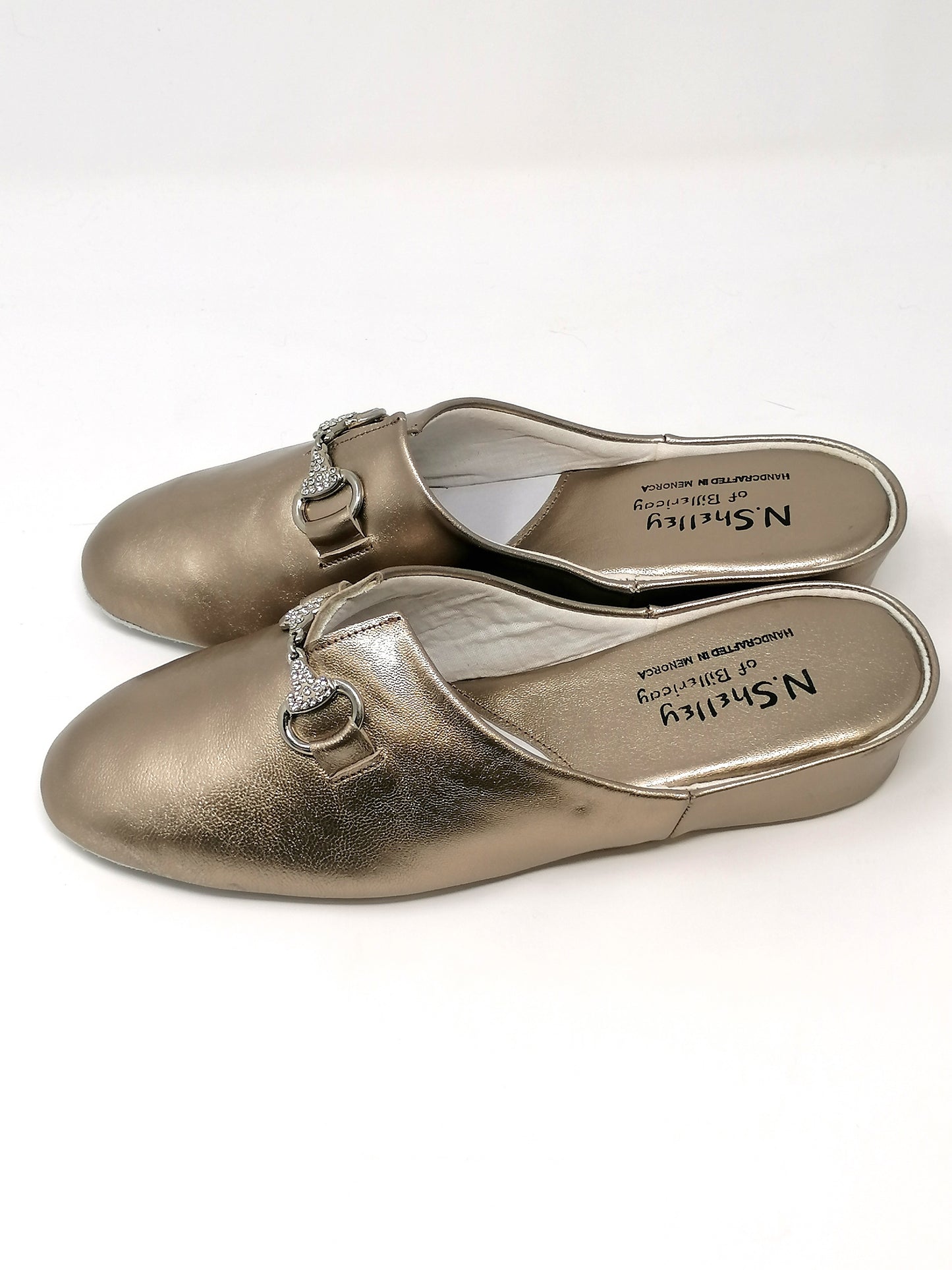 Florit Pewter Leather Slippers