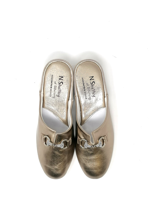 Florit Pewter Leather Slippers