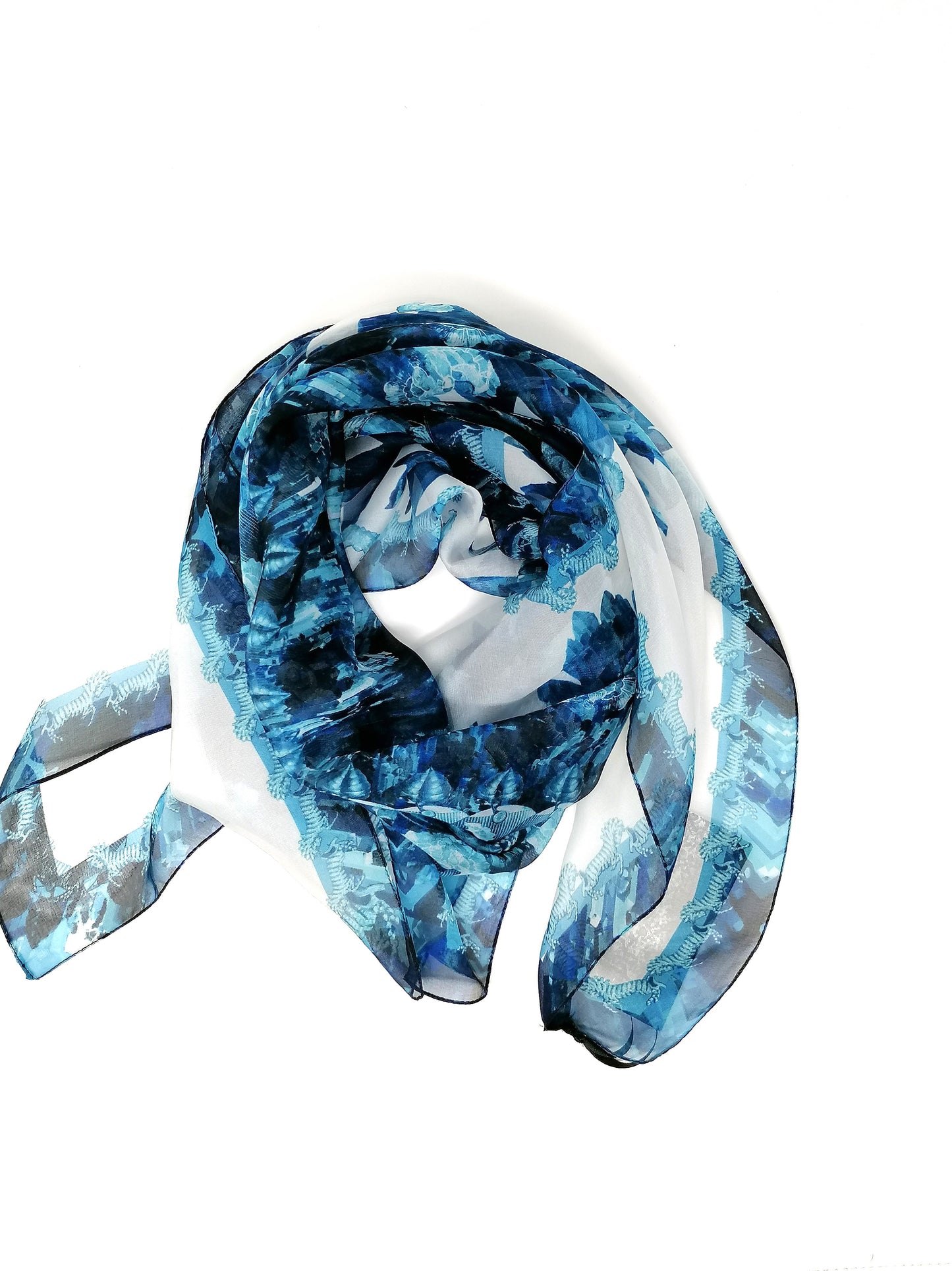 Laura Orchant Teal Crystallisation Small Square Scarf