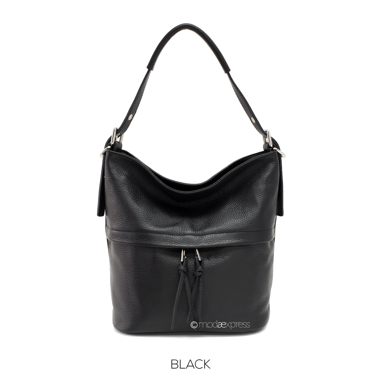 Moda Black Zip Front Shoulder Bag