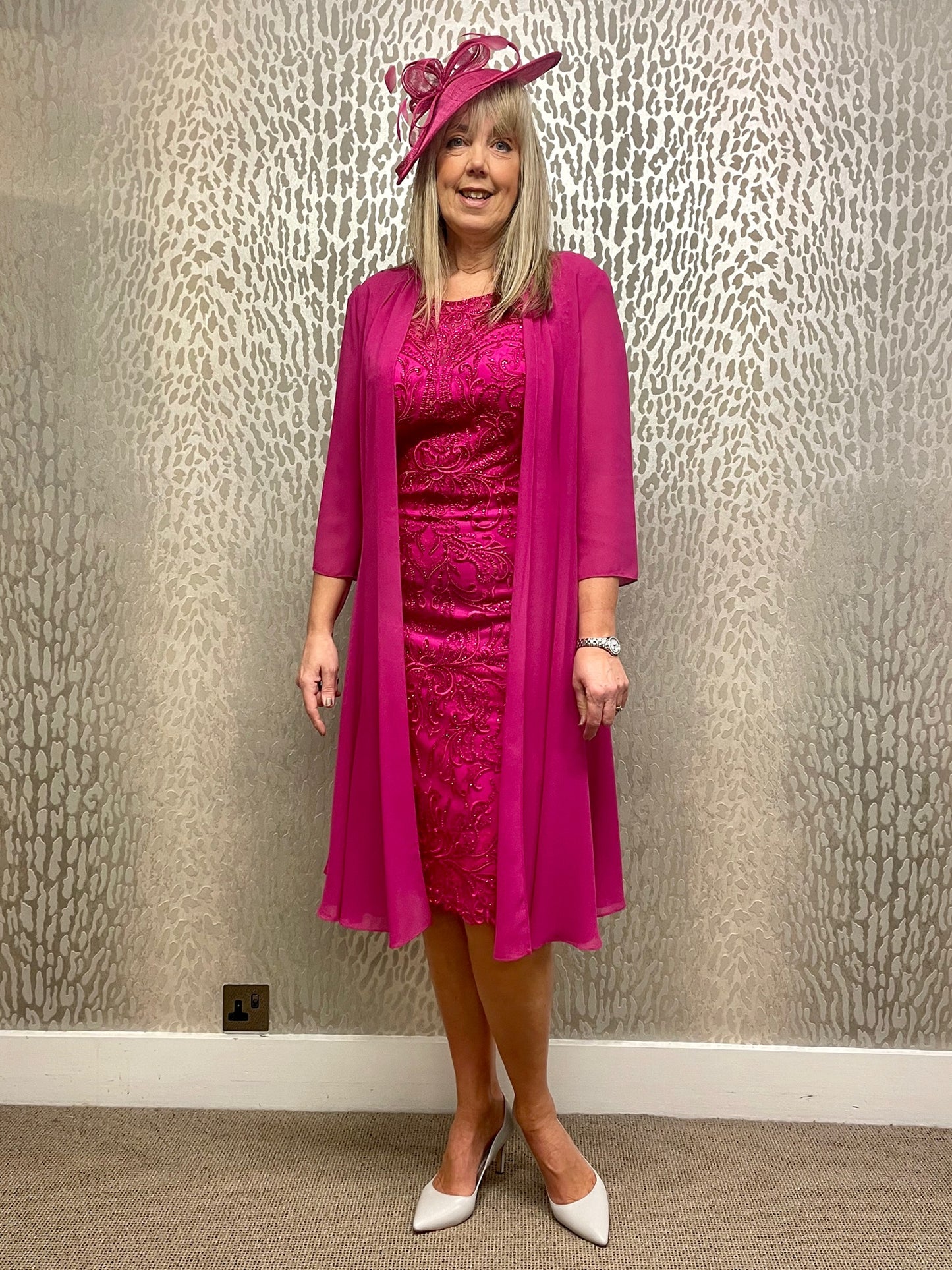 Veni Infantino Cranberry Embroidered Dress