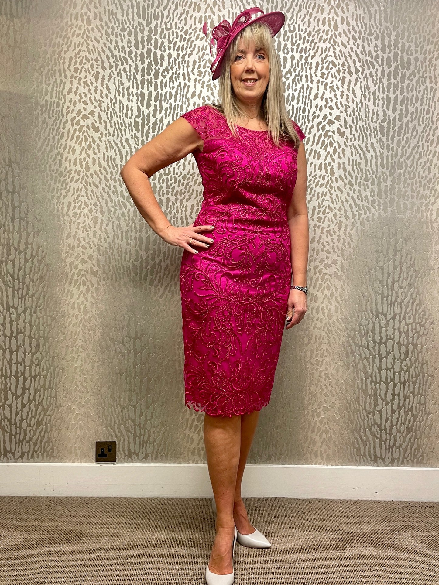 Veni Infantino Cranberry Embroidered Dress