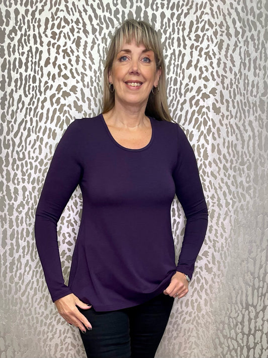 By Basics Bamboo Scoop Neck Aubergine T-Shirt