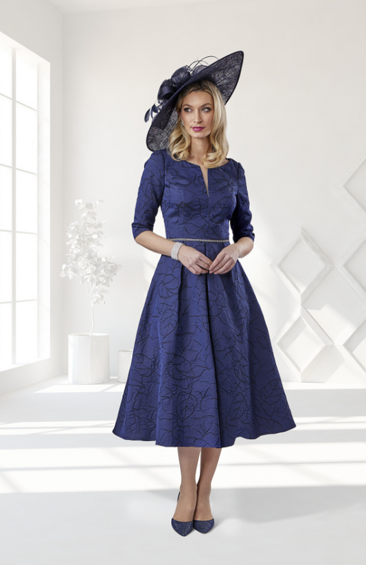 Veromia Navy Jacquard Dress