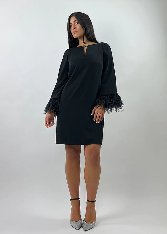 Carla Ruiz Feather Sleeve Dress